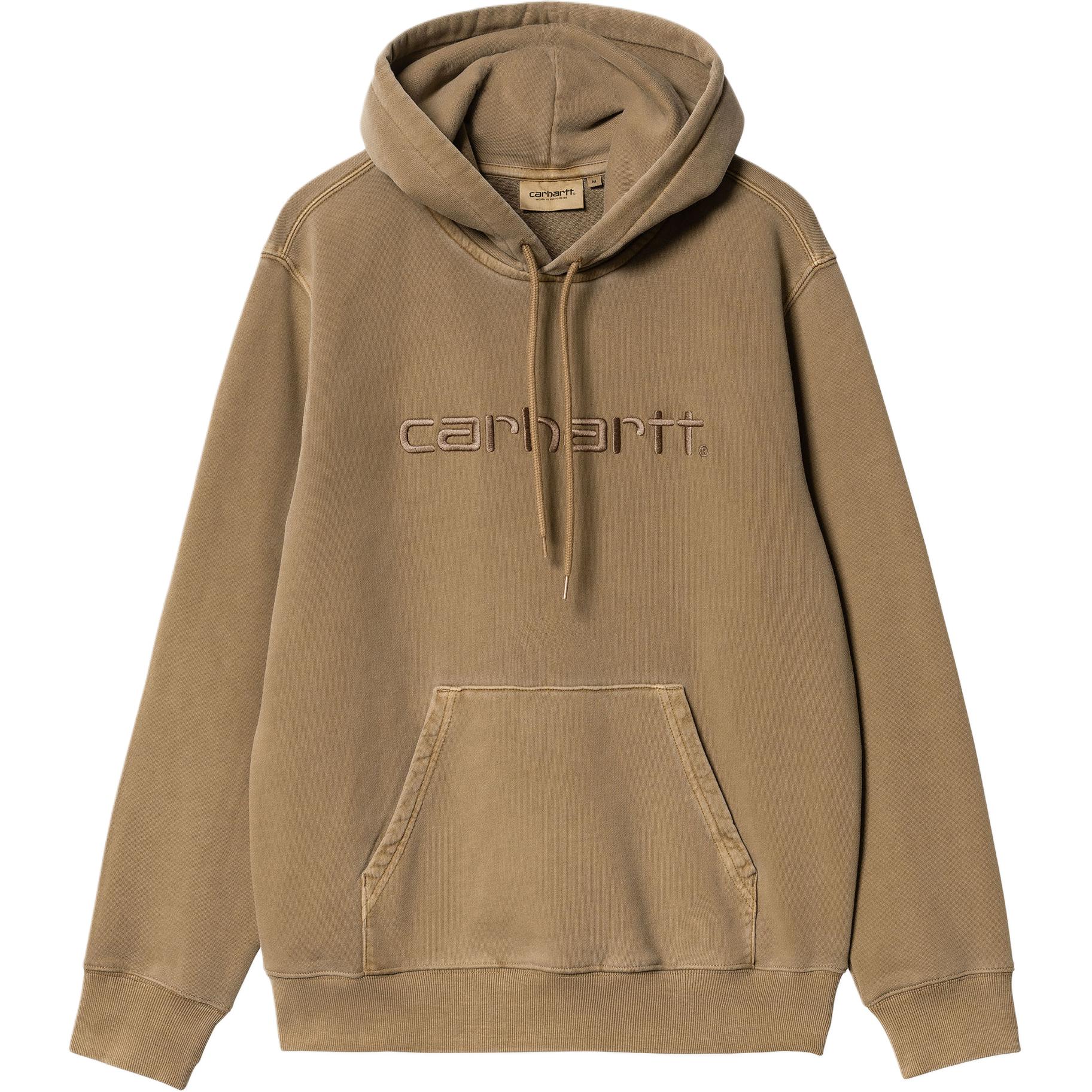 Carhartt WIP SS24 Hooded Duster Sweat Wood Brown Logo Embroidered Hoodie Unisex I030145-1ZD-GD