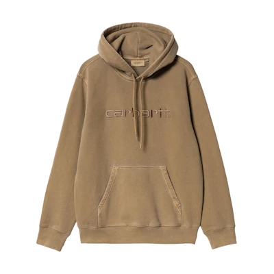 Carhartt WIP SS24 Hooded Duster Sweat Wood Brown Logo Embroidered Hoodie Unisex I030145-1ZD-GD