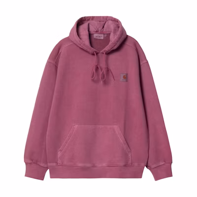 Carhartt WIP SS24 Hooded Nelson Embroidered Logo Hoodie Unisex in Rose Pink I029963-1YT-GD