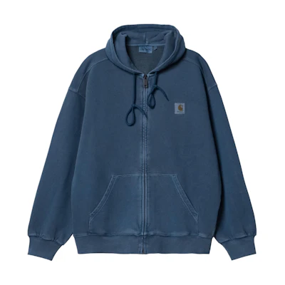 Carhartt WIP SS24 Hooded Nelson Jacket Blue Unisex Relaxed Fit Full Zip. I033064-1ZF-GD