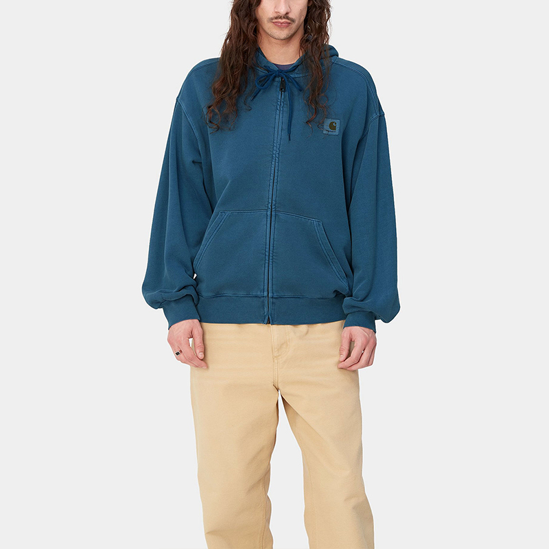 Shop Carhartt WIP SS24 Hooded Nelson Jacket Blue Unisex Relaxed Fit Full Zip. I033064-1ZF-GD
