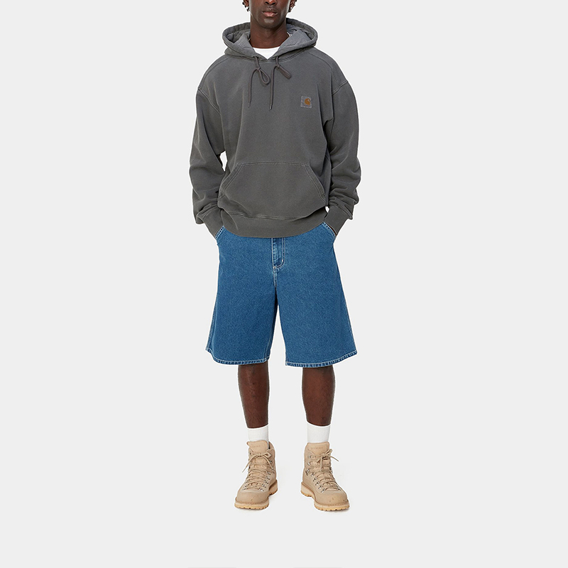 Shop Carhartt WIP SS24连帽Nelson卫衣 男女同款 深灰色袋鼠口袋. I029963-98-GD