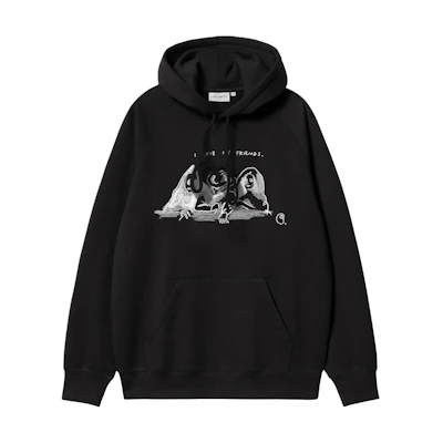 Carhartt WIP SS24 Hooded Pepe Friends Graphic Black Hoodie Long Sleeve I033934-0D2-XX