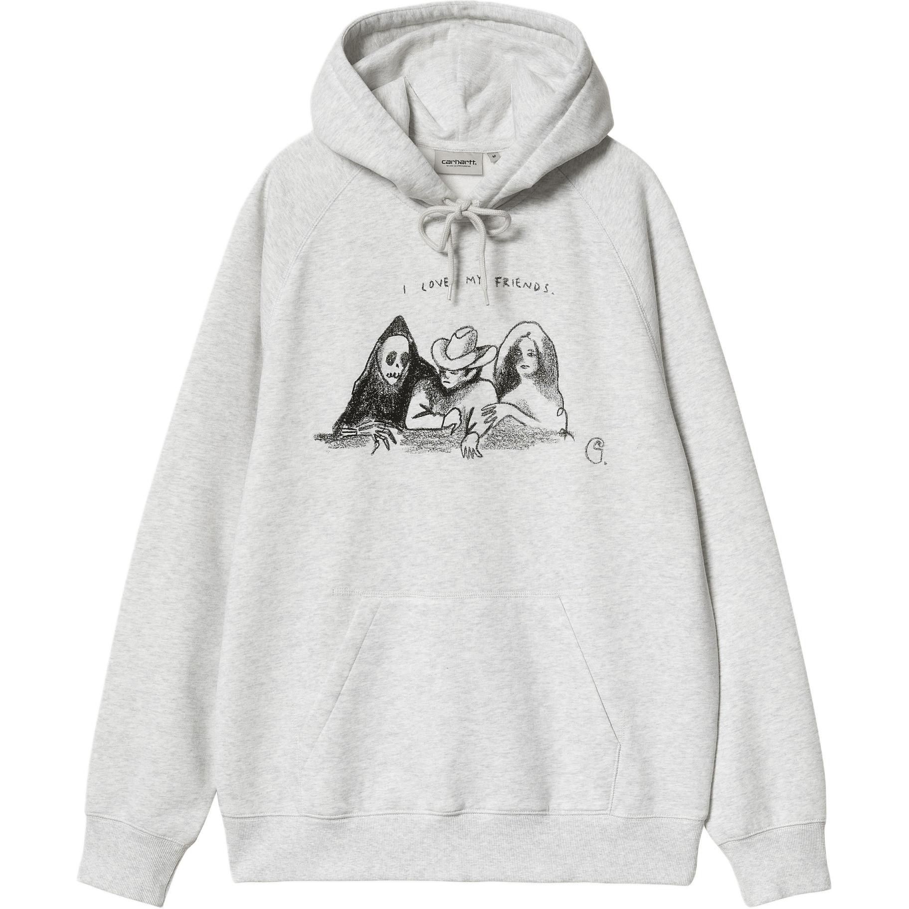 Carhartt WIP SS24 Hooded Pepe Friends Graphic Hoodie Grey Unisex I033934-00O-XX