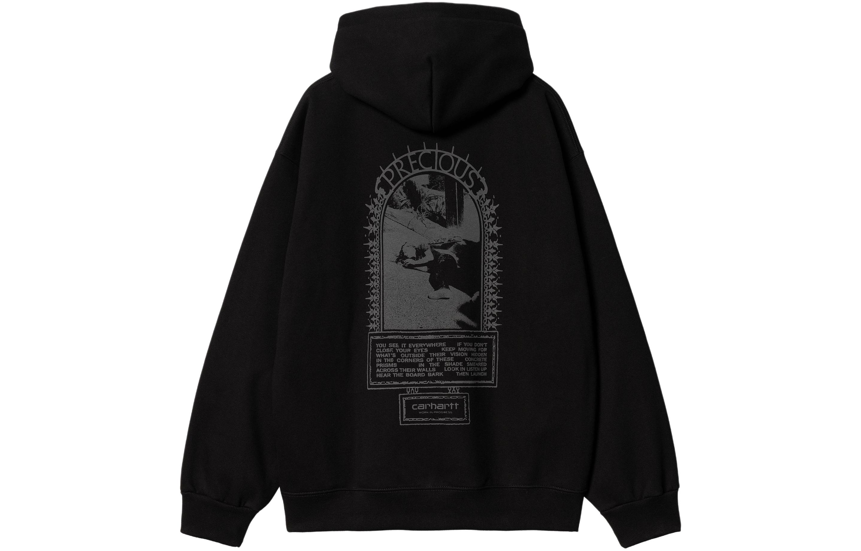 Carhartt WIP SS24 Hooded Precious Sweatshirt Black Letter Print Hoodie I034295-89-XX