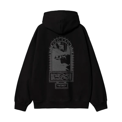 Carhartt WIP SS24 Hooded Precious Sweatshirt Black Letter Print Hoodie I034295-89-XX