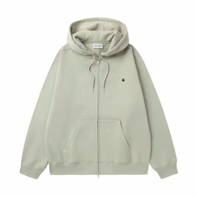 Carhartt WIP SS24 Logo Embroidered Zip-Up Sweatshirt Unisex Moss Green CHXJKF23A047L-GRL