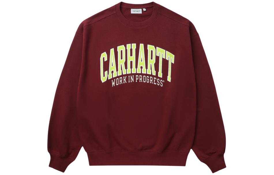 Carhartt WIP SS24 Logo Print Loose-Fit Crewneck Sweatshirt Burgundy Menswear CHXSWA241015M-BDX