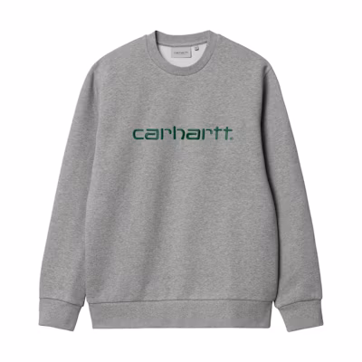 Carhartt WIP SS24 Loose Fit Logo Ribbed Crewneck Sweatshirt Unisex Dark Gray I030546-24F-XX