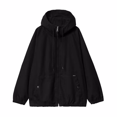 Carhartt WIP SS24 Madock Jacket Unisex Black Relaxed Fit with Flag Label & Zip. I032982-89-06