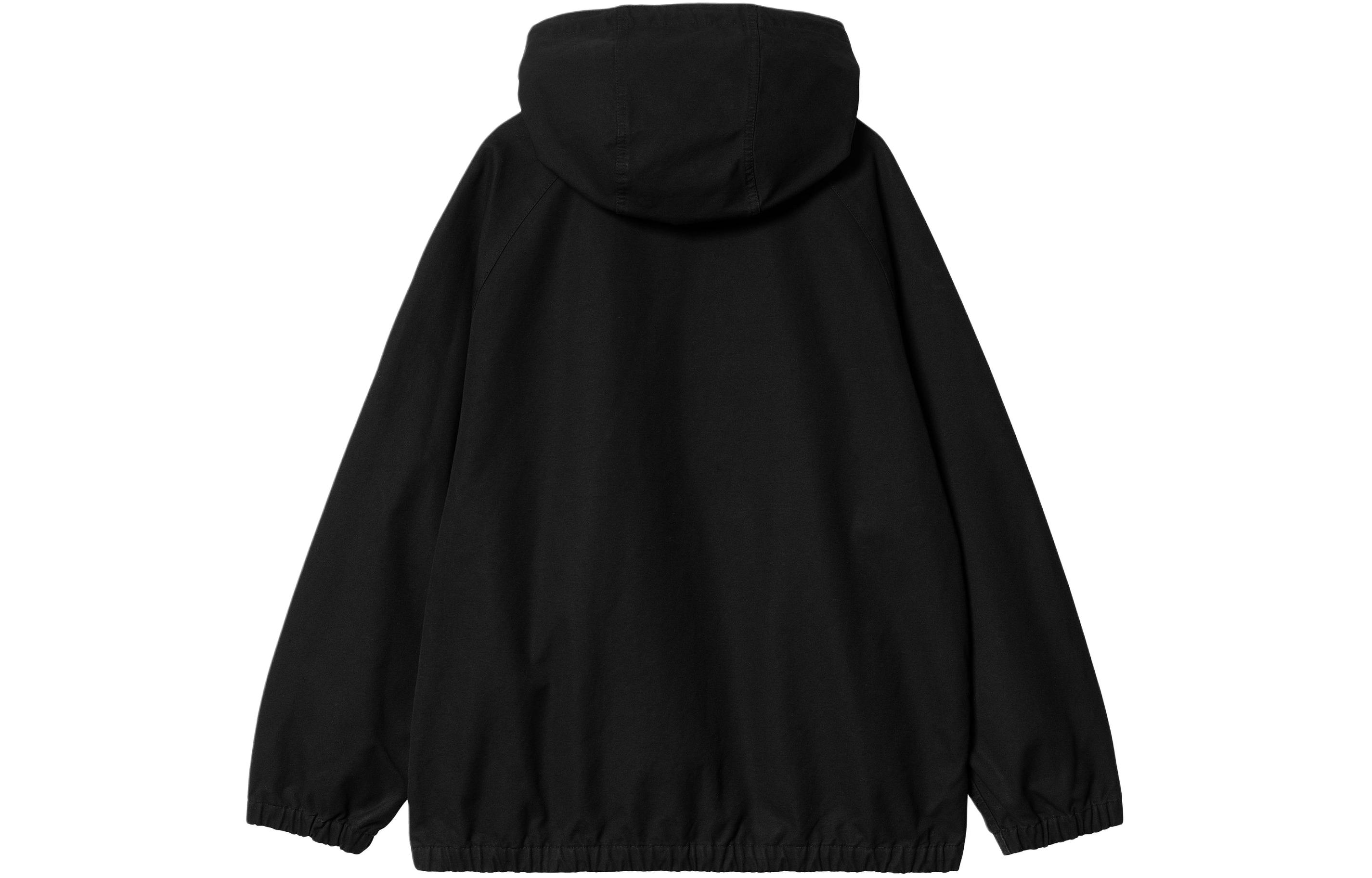 Shop Carhartt WIP SS24 Madock Jaket Unisex Hitam Relaxed Fit dengan Label Bendera & Zip. I032982-89-06