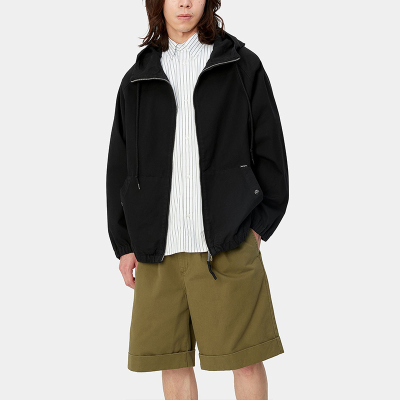 Purchase Carhartt WIP SS24 Madock Jaket Unisex Hitam Relaxed Fit dengan Label Bendera & Zip. I032982-89-06