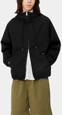 Carhartt WIP SS24 Madock Jaket Unisex Hitam Relaxed Fit dengan Label Bendera & Zip. I032982-89-06 Details for Carhartt WIP SS24 Madock Jaket Unisex Hitam Relaxed Fit dengan Label Bendera & Zip. I032982-89-06