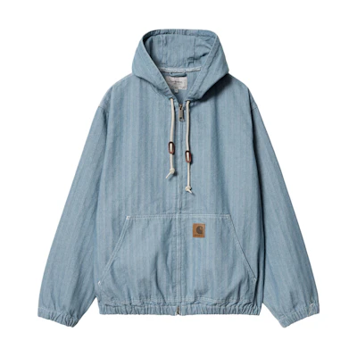 Carhartt WIP SS24 Menard Jacket Unisex Blue with Kangaroo Pocket and Contrast Stitching. I033574-01-02