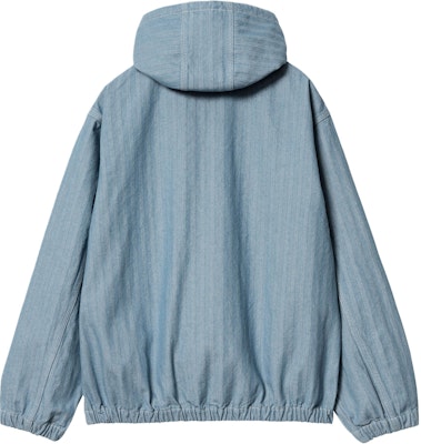 Carhartt WIP SS24 Jaket Menard Unisex Biru dengan Poket Kanggaru & Jahitan Kontras. I033574-01-02 Lookbook Carhartt WIP SS24 Jaket Menard Unisex Biru dengan Poket Kanggaru & Jahitan Kontras. I033574-01-02