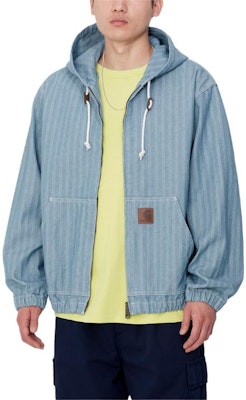 Carhartt WIP SS24 Jaket Menard Unisex Biru dengan Poket Kanggaru & Jahitan Kontras. I033574-01-02 Purchase Carhartt WIP SS24 Jaket Menard Unisex Biru dengan Poket Kanggaru & Jahitan Kontras. I033574-01-02