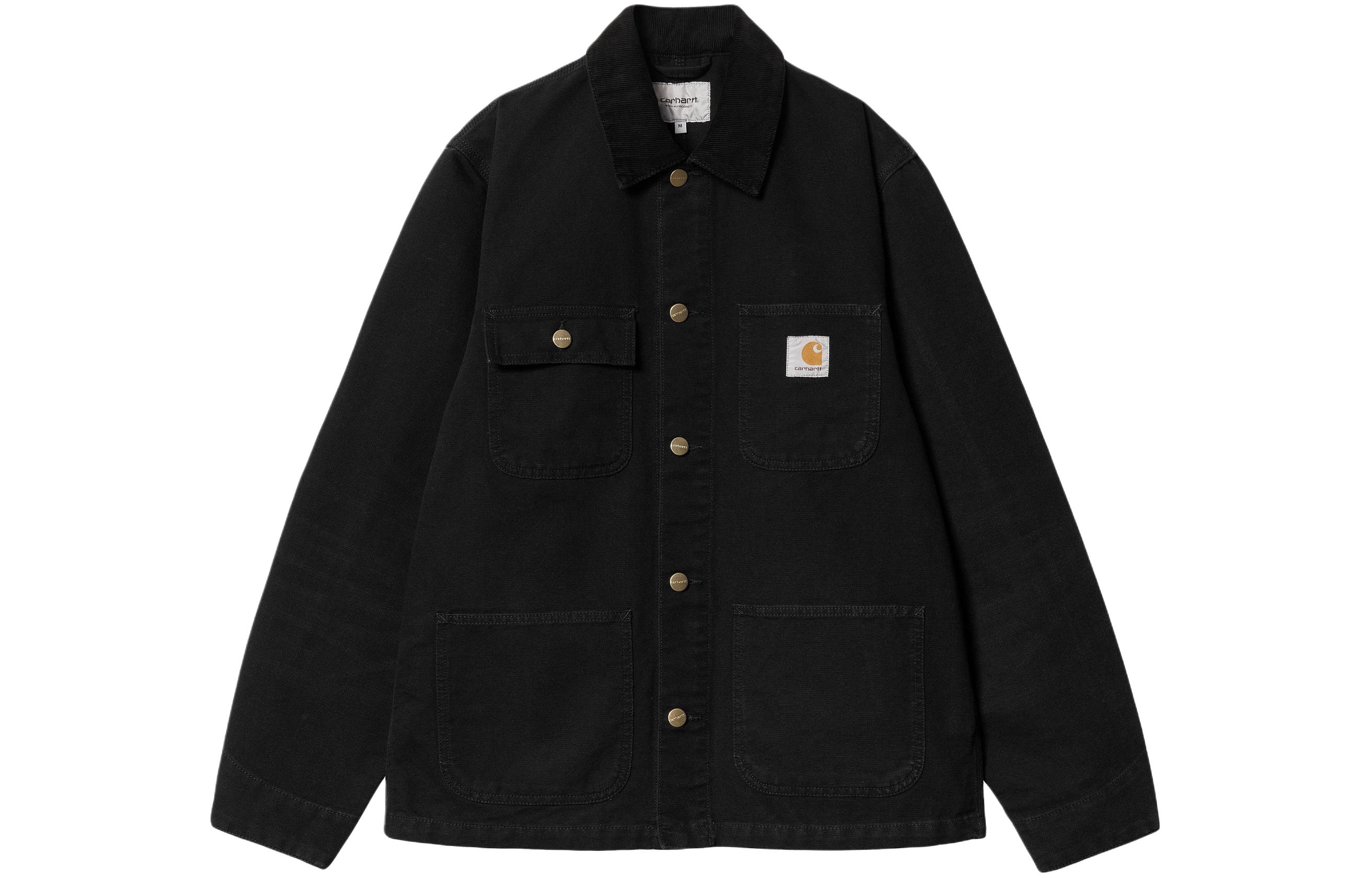 Carhartt WIP SS24 Michigan Coat Black Corduroy Collar Jacket for Men I031519-00E-3K