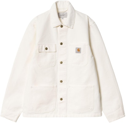 Carhartt WIP Jaket Michigan SS24 Pria Warna Off-White dengan Saku Dada. I031519-0DJ-02 Order Carhartt WIP Jaket Michigan SS24 Pria Warna Off-White dengan Saku Dada. I031519-0DJ-02