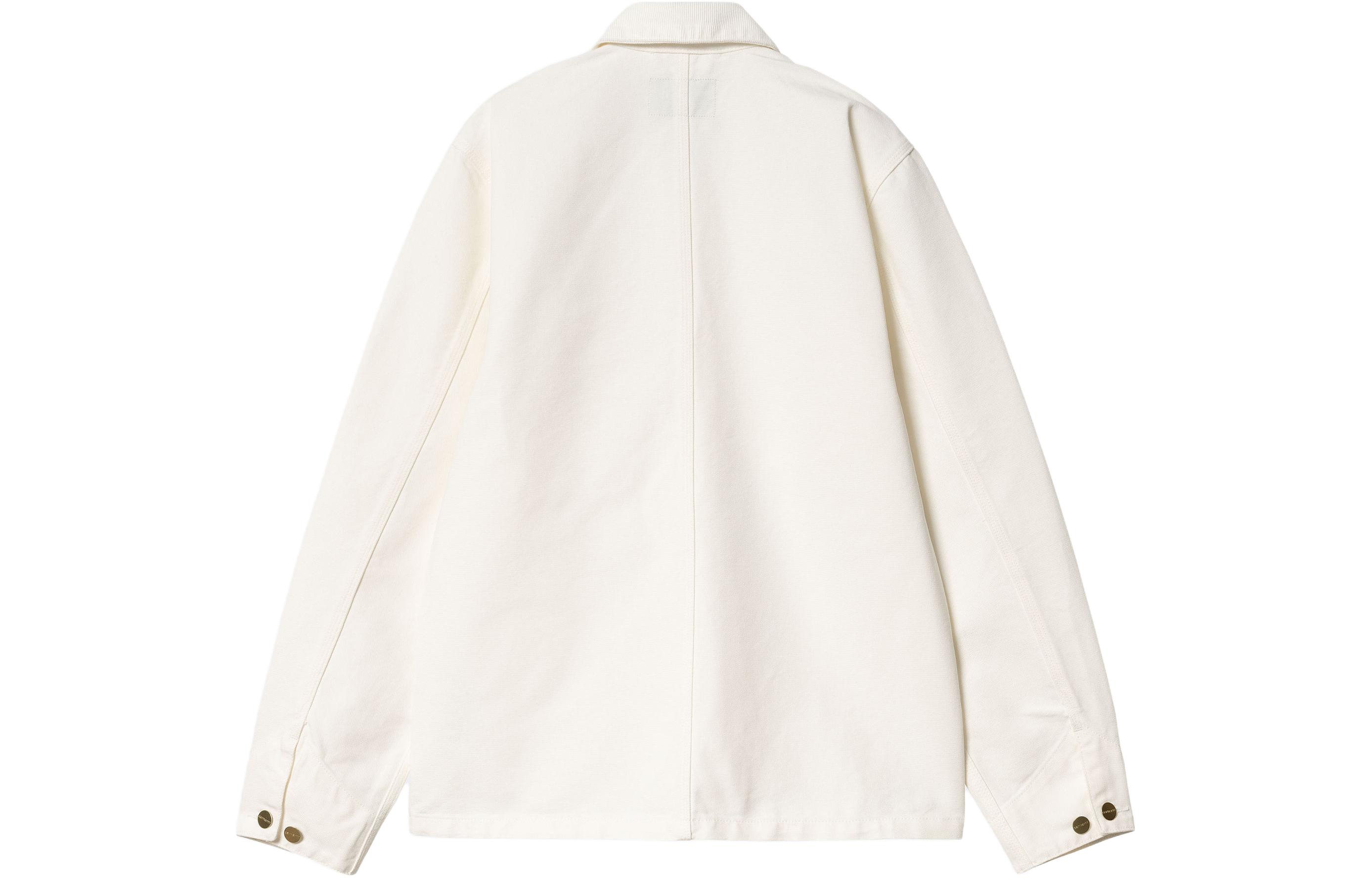 Lookbook Carhartt WIP Jaket Michigan SS24 Pria Warna Off-White dengan Saku Dada. I031519-0DJ-02