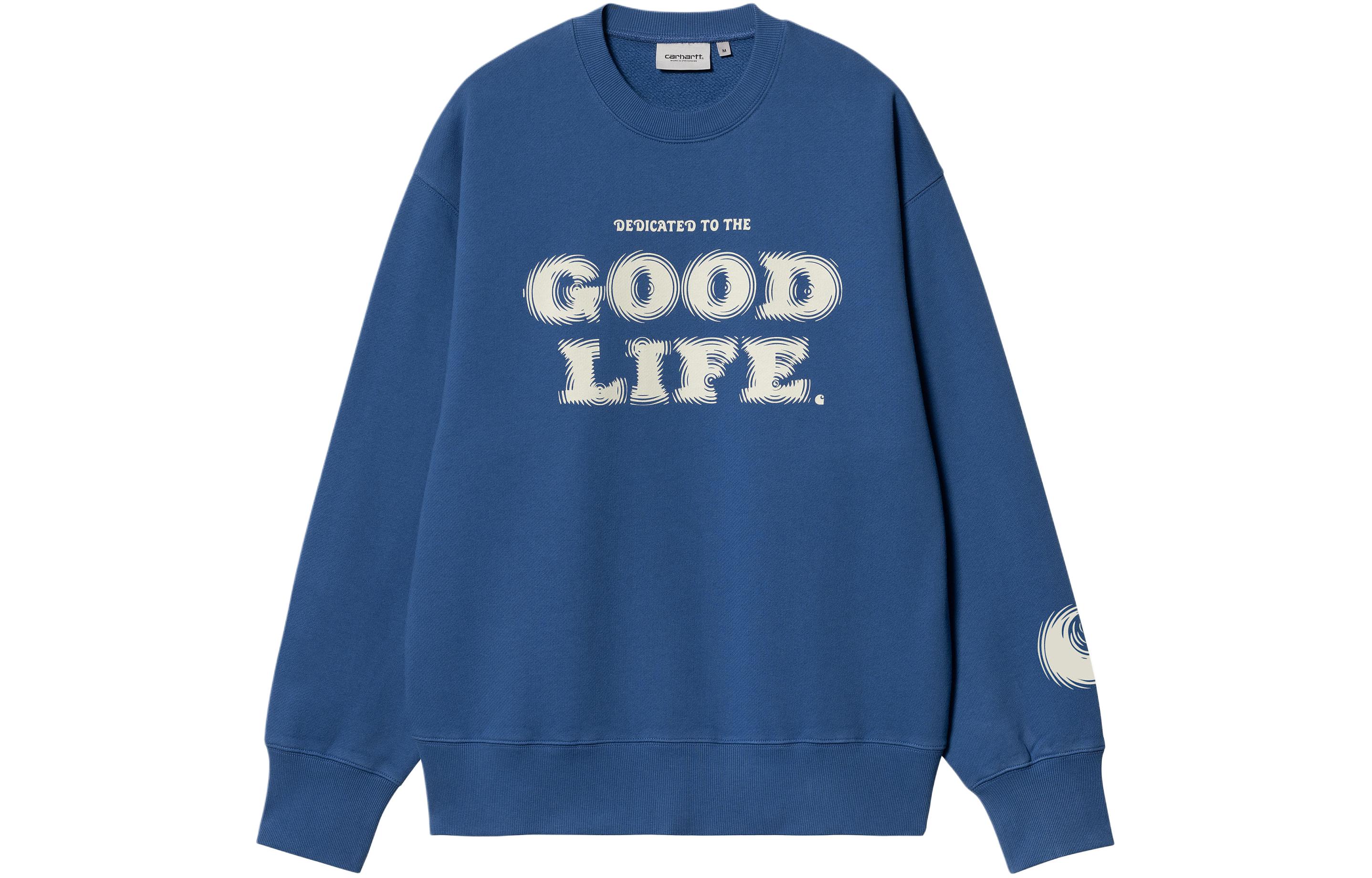 Carhartt WIP SS24 Mist Crewneck Sweatshirt Blue - Long Sleeve Logo Print I033245-25S-XX