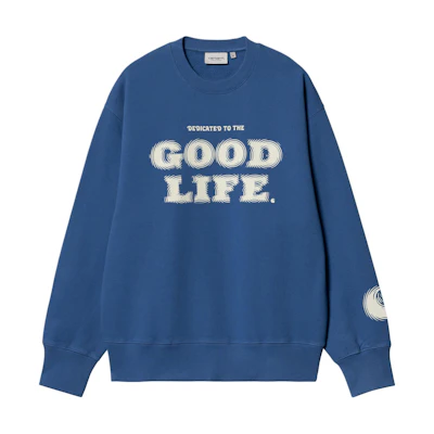 Carhartt WIP SS24 Mist Crewneck Sweatshirt Blue - Long Sleeve Logo Print I033245-25S-XX