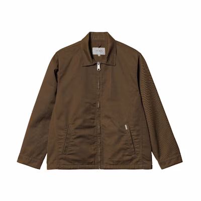 Carhartt WIP SS24 Modular Brown Zip-Up Collar Long Sleeve Jacket for Men I030612-1ZD-02