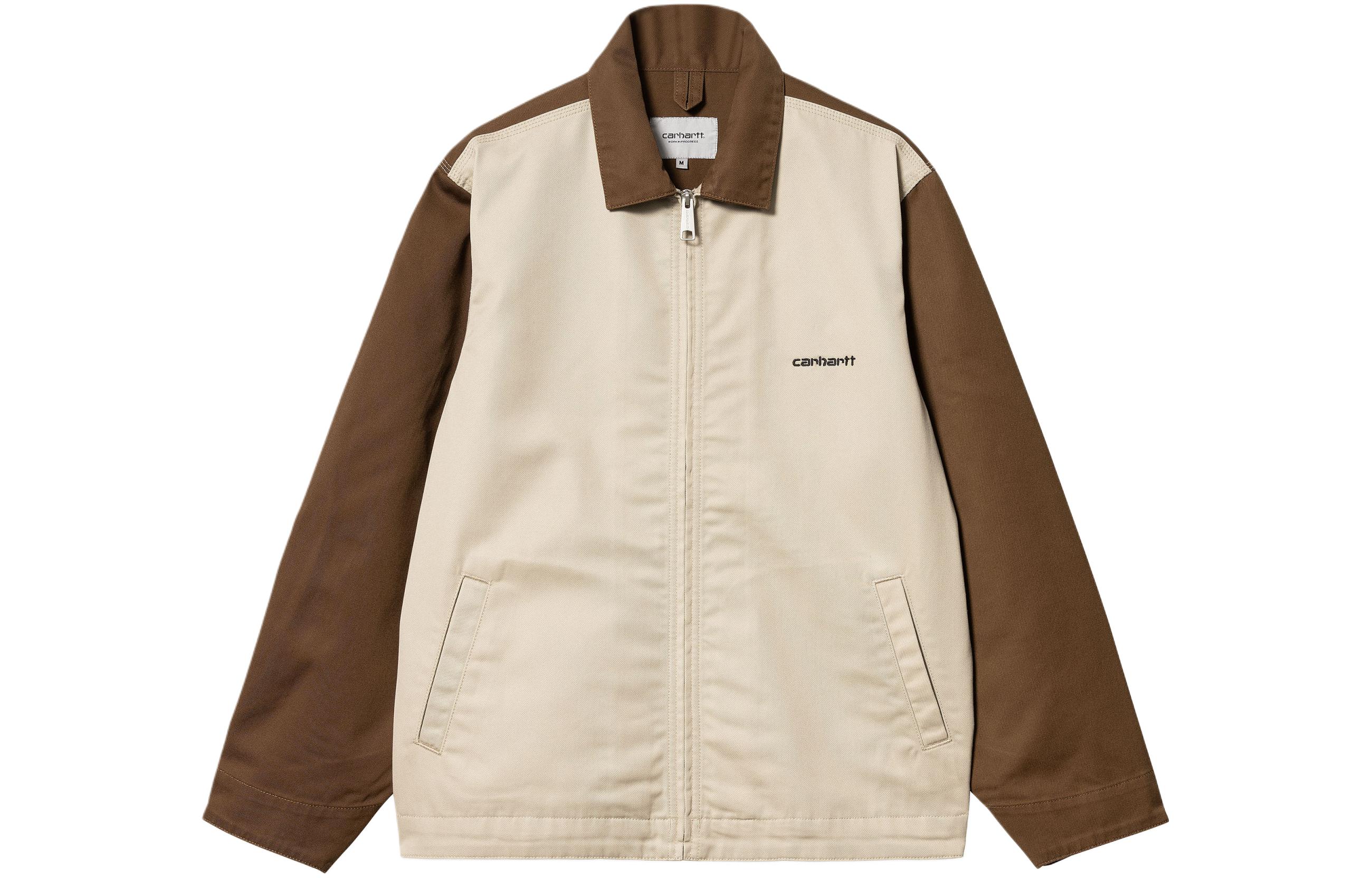 Carhartt WIP SS24 Module Script Brown Zip-Up Jacket Unisex Embroidered Logo I032977-23N-01