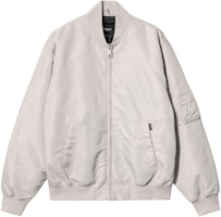 Carhartt WIP SS24 Otley Bomber Silver Grey Retro Unisex Jacket with Zip Pockets. I032975-1YE-XX Carhartt WIP SS24 Otley Bomber Silver Grey Retro Unisex Jacket with Zip Pockets. I032975-1YE-XX