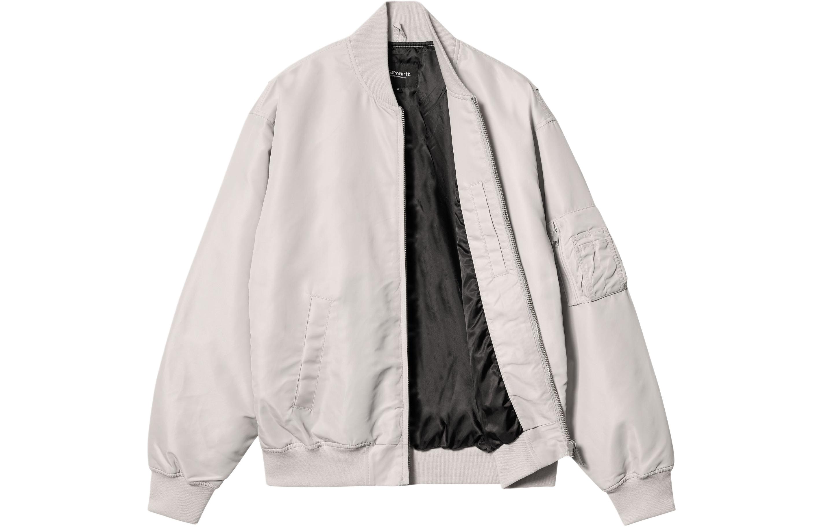 Shop Carhartt WIP SS24 Otley Bomber Silver Grey Jaket Retro Unisex dengan Zip Poket. I032975-1YE-XX