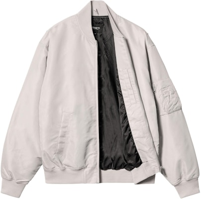 Carhartt WIP SS24 Otley Bomber Silver Grey Jaket Retro Unisex dengan Zip Poket. I032975-1YE-XX Shop Carhartt WIP SS24 Otley Bomber Silver Grey Jaket Retro Unisex dengan Zip Poket. I032975-1YE-XX