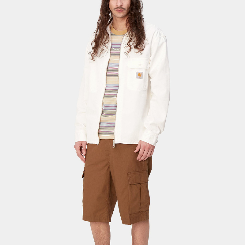 Shop Carhartt WIP SS24 Rainer 白色襯衫外套 - 長袖口袋設計。 I033276-350-02