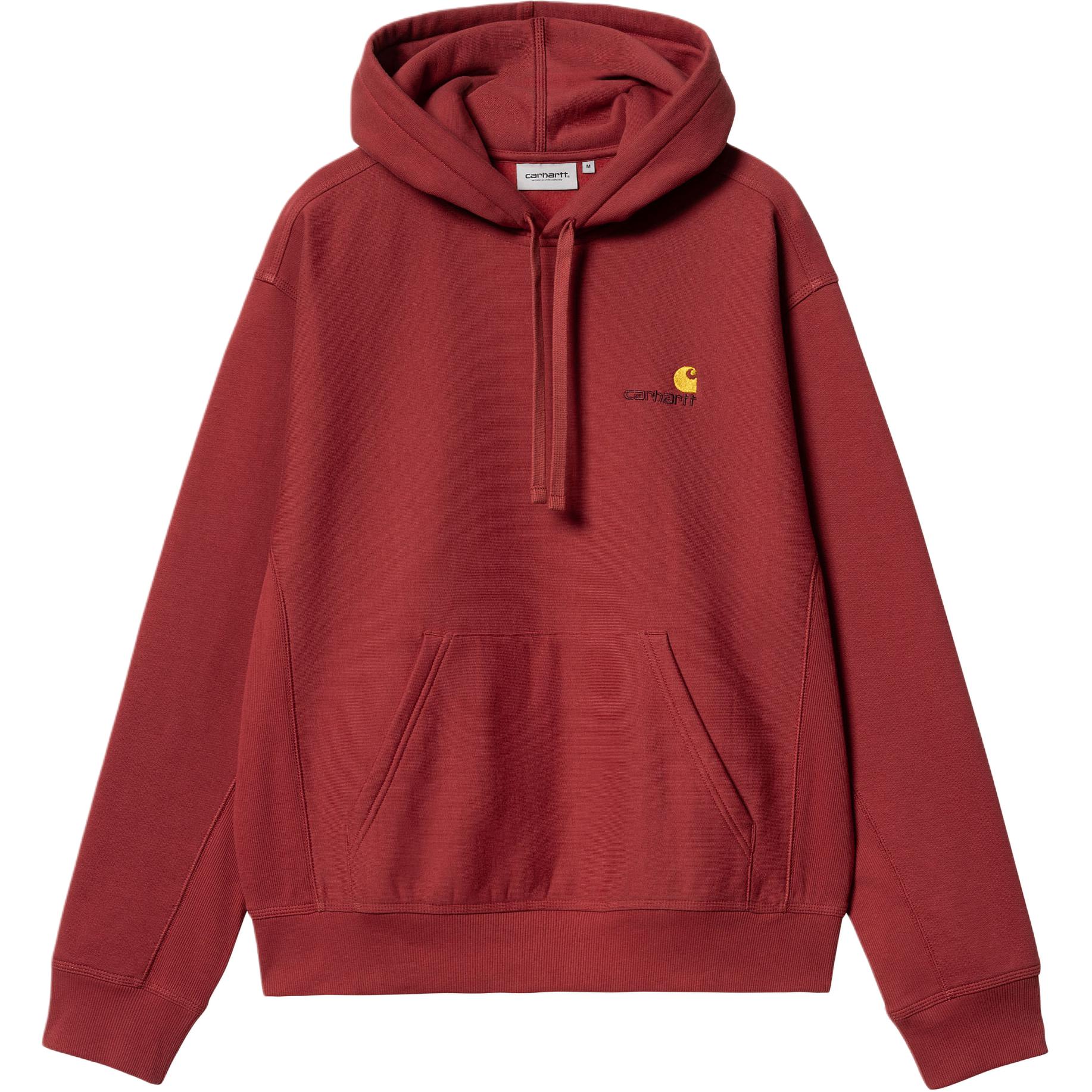 Carhartt WIP SS24 Red Hooded Sweatshirt Embroidered Logo Unisex Pullover Hoodie I028279-002-XX