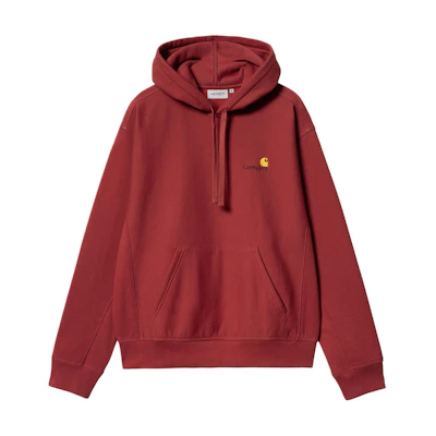 Carhartt WIP SS24 Red Hooded Sweatshirt Embroidered Logo Unisex Pullover Hoodie I028279-002-XX