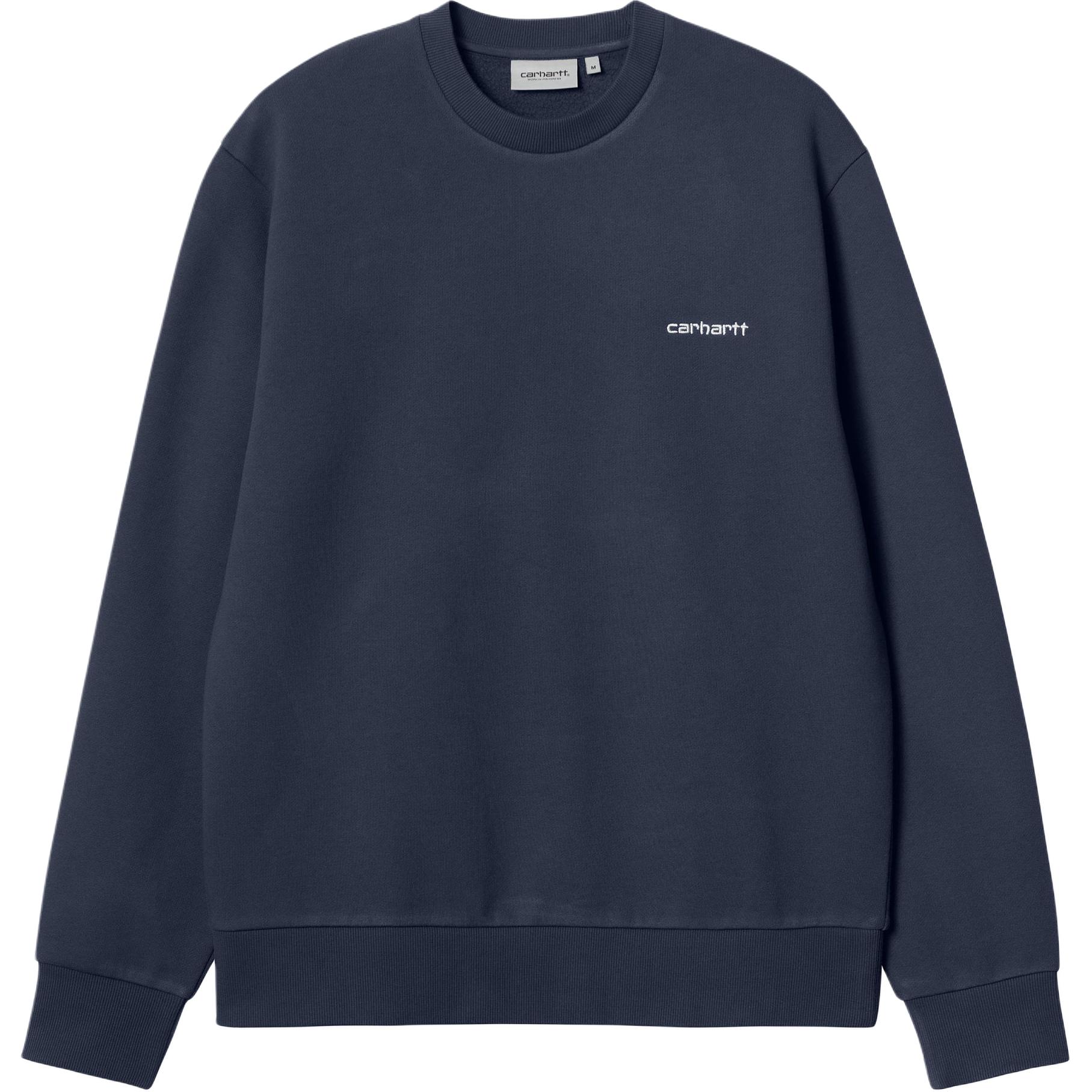 Carhartt WIP SS24 Script Embroidery Crewneck Air Force Blue Unisex Sweatshirt I033657-2AH-XX