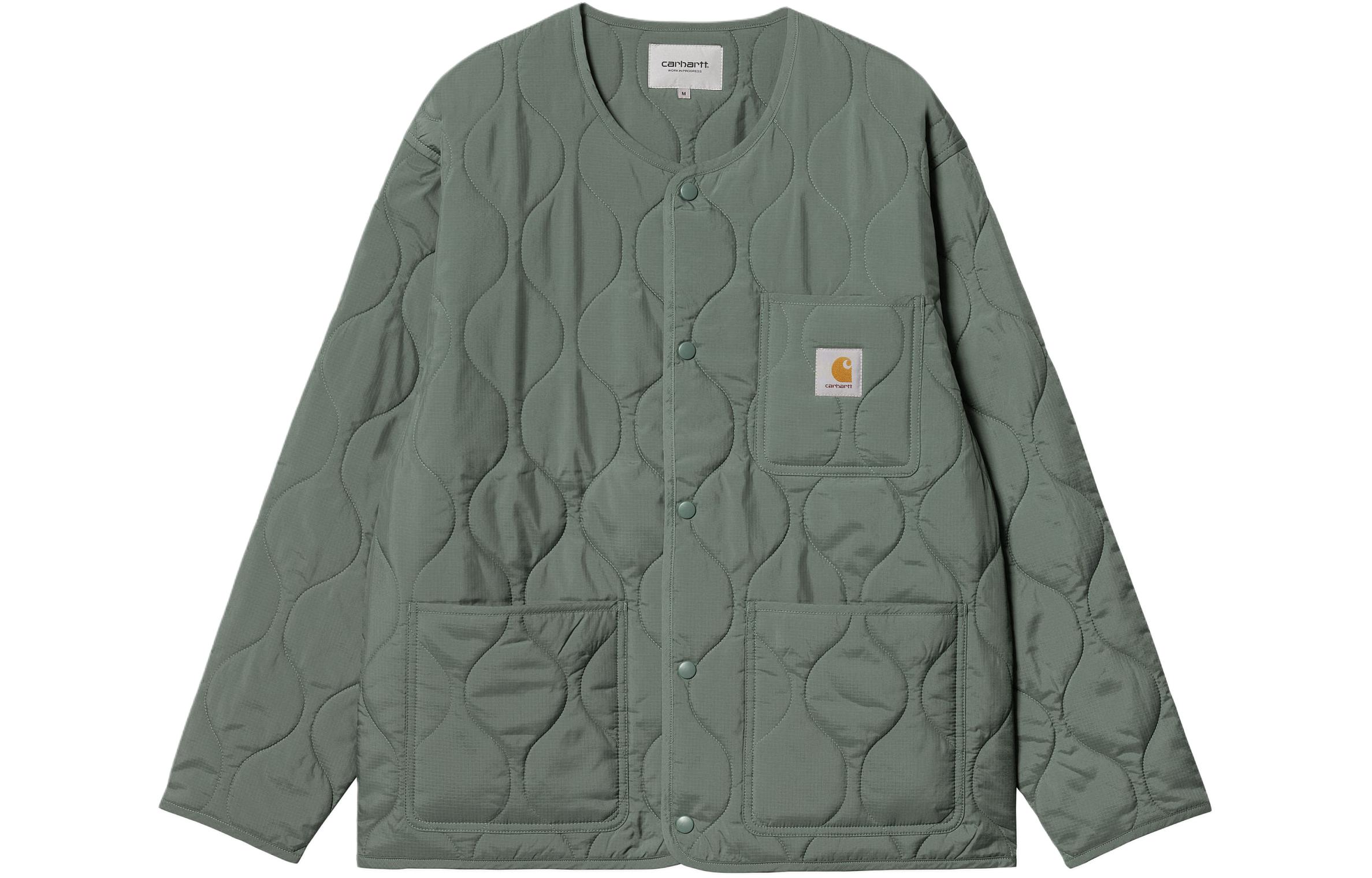 Carhartt WIP SS24 Skyton Liner Green Snap-Button Crewneck Jacket Long Sleeve I032990-1YF-XX