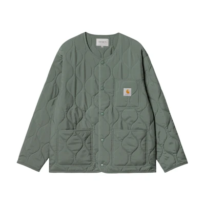 Carhartt WIP SS24 Skyton Liner Green Snap-Button Crewneck Jacket Long Sleeve I032990-1YF-XX