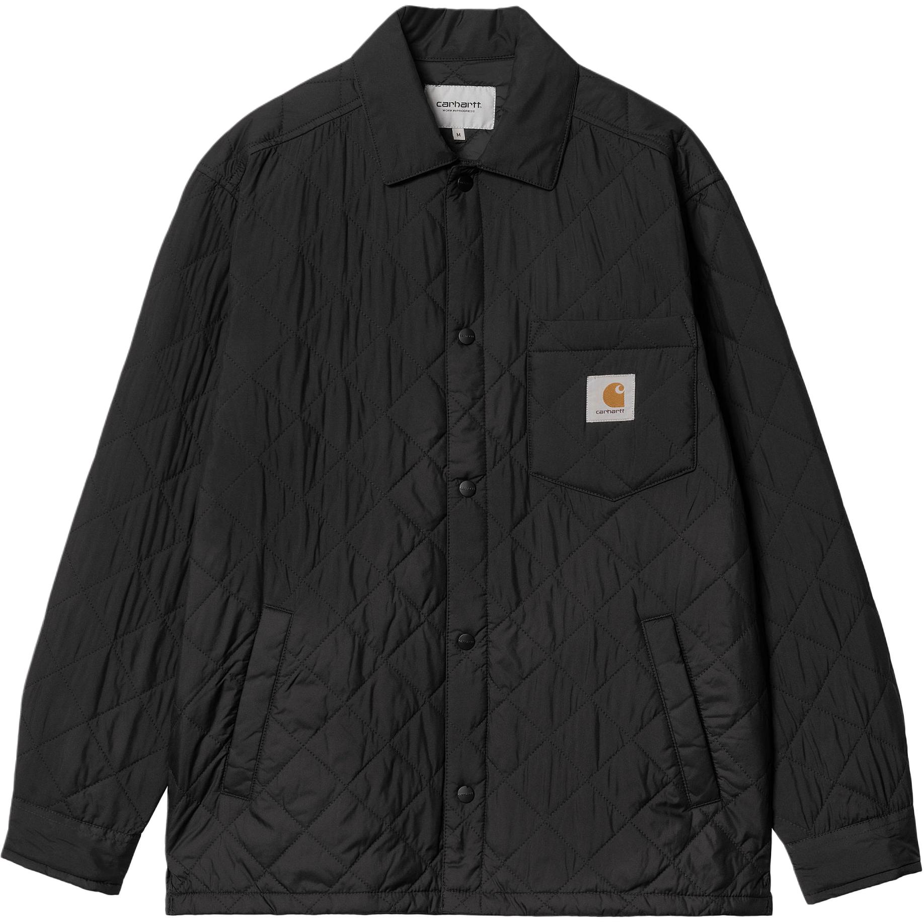 Carhartt WIP SS24 Wadeson Quilted Shirt Jacket Unisex Black Long Sleeve. I034363-89-XX