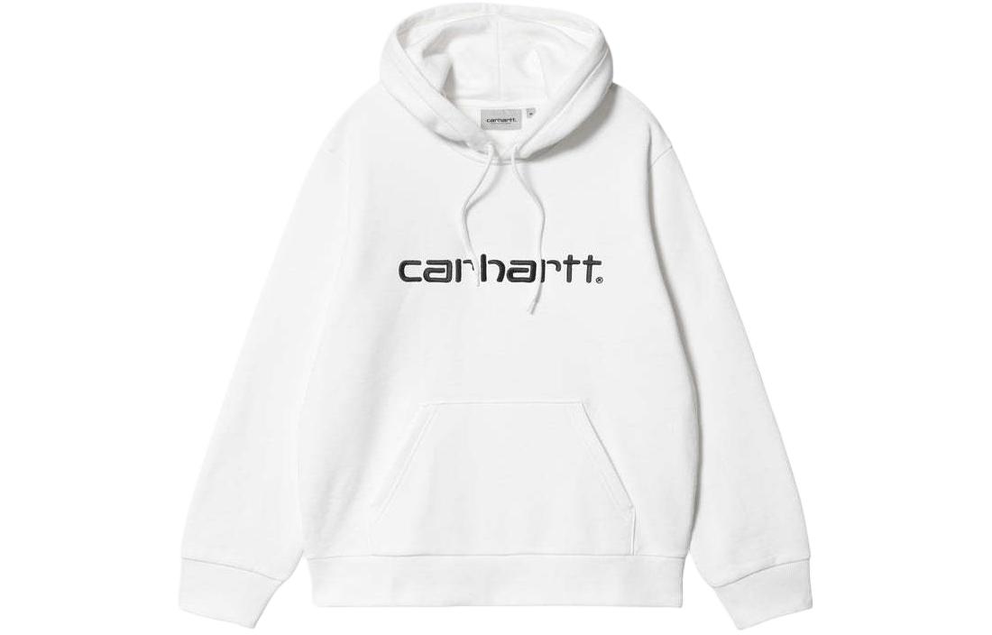 Carhartt WIP SS24 White Loose Fit Hooded Sweatshirt with Graphic Embroidery I030547-00A-XX