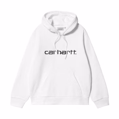 Carhartt WIP SS24 White Loose Fit Hooded Sweatshirt with Graphic Embroidery I030547-00A-XX
