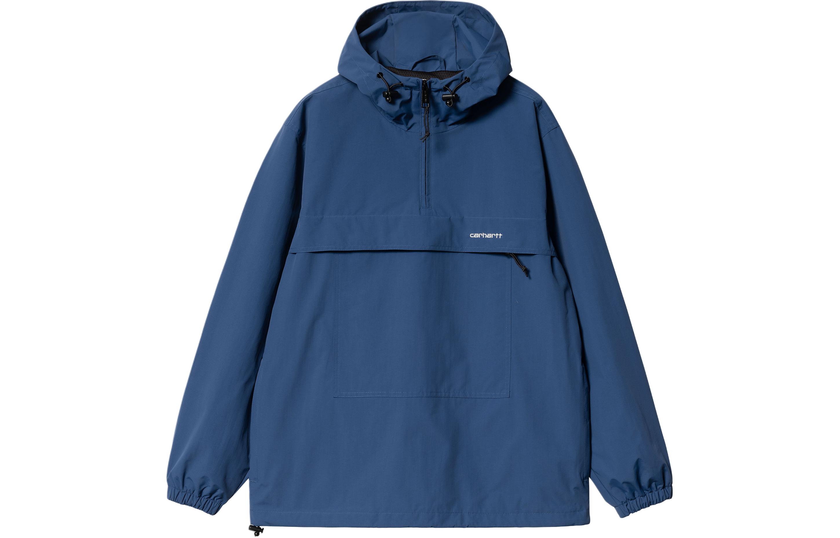 Carhartt WIP SS24 Windbreaker Pullover Blue Jacket with Hidden Zipper Hoodie I030008-22T-XX