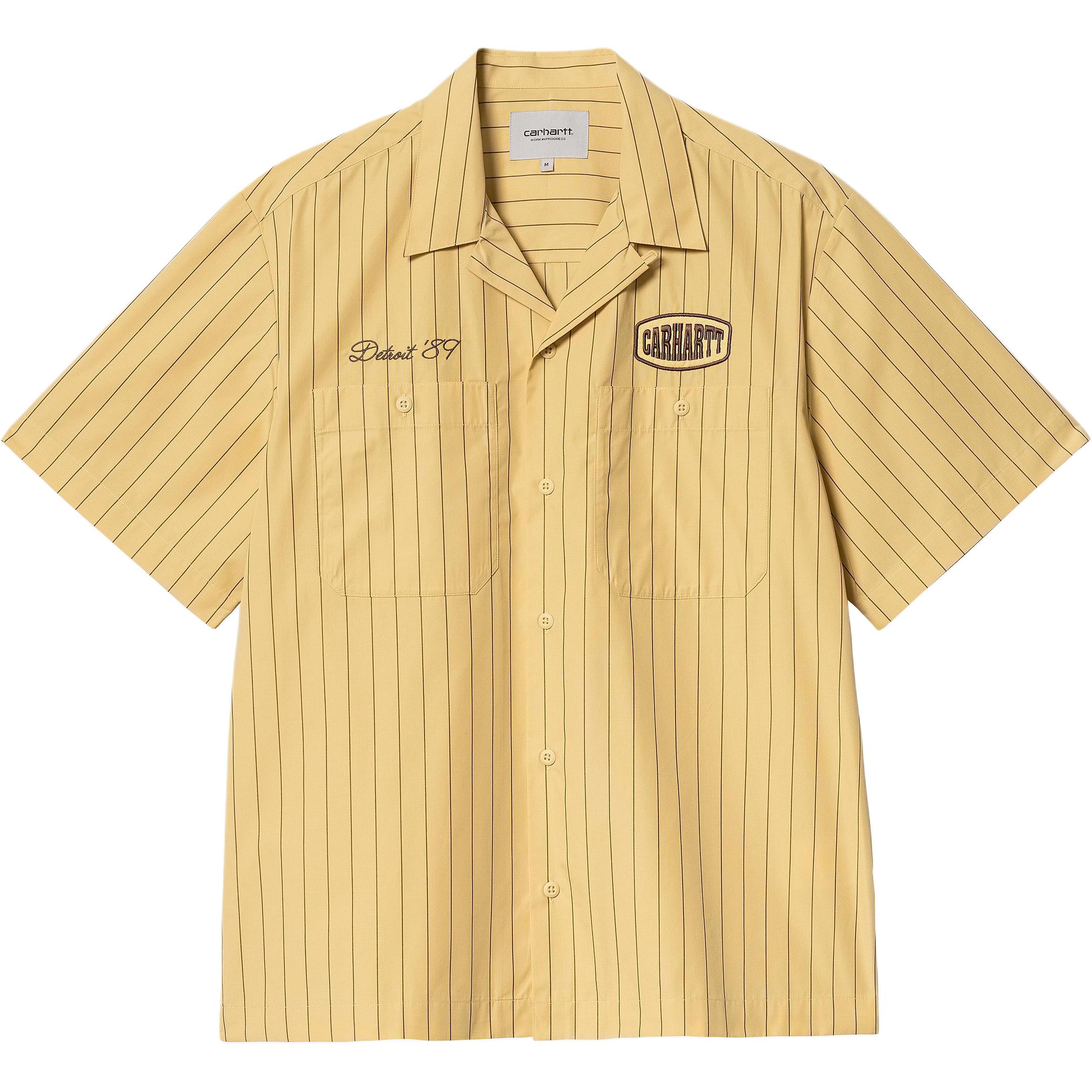 Carhartt WIP SS25 Hendry Relaxed Striped Short-Sleeve Shirt Yellow . I034534-2SX-XX
