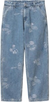 Carhartt WIP Stamp Pant Relaxed Tapered Allover Print Blue Jeans Unisex. I033745-2LN-35 Carhartt WIP Stamp Pant Relaxed Tapered Allover Print Blue Jeans Unisex. I033745-2LN-35