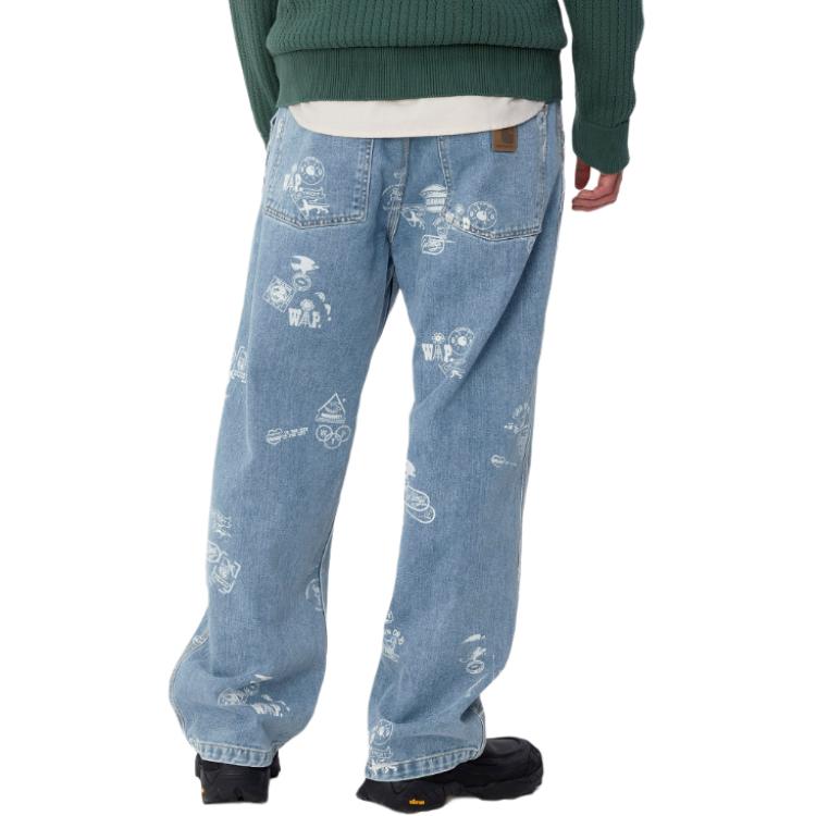Purchase Carhartt WIP Stamp Celana Tapered Santai Motif Biru Jeans Unisex. I033745-2LN-35