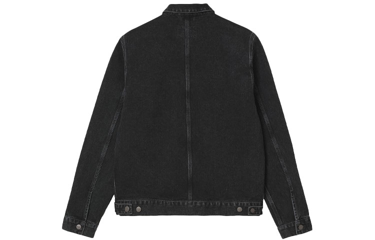 Lookbook Carhartt WIP Stetson Jacket Black Washed Cotton Casual Logo Collar Shirt Jacket I030283-89-06