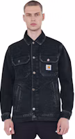 Shop Carhartt WIP Stetson 黑色水洗棉質休閒標誌領襯衫外套 I030283-89-06
