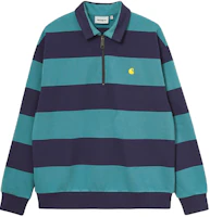 Carhartt WIP Striped Half-Zip Long-Sleeve Casual Sweatshirt I028963-0CQ-90 Carhartt WIP Striped Half-Zip Long-Sleeve Casual Sweatshirt I028963-0CQ-90