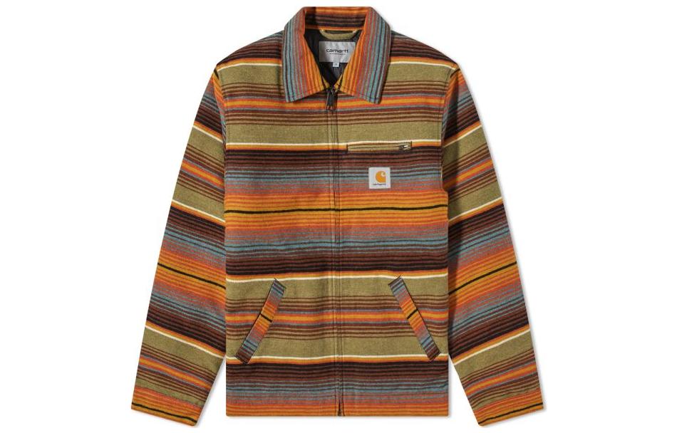 Carhartt WIP Striped Logo Print Zip Detroit Jacket Yellow () I029438-0OJ