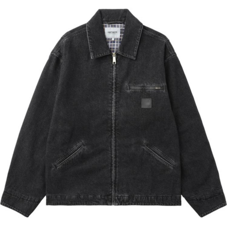 Order 카하트 WIP 유니섹스 블랙 데님 재킷 지퍼 클로저 긴팔 CHXJKA242006NBKX