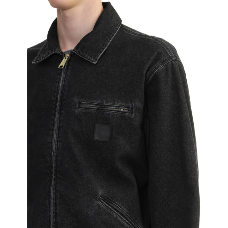 Shop 카하트 WIP 유니섹스 블랙 데님 재킷 지퍼 클로저 긴팔 CHXJKA242006NBKX