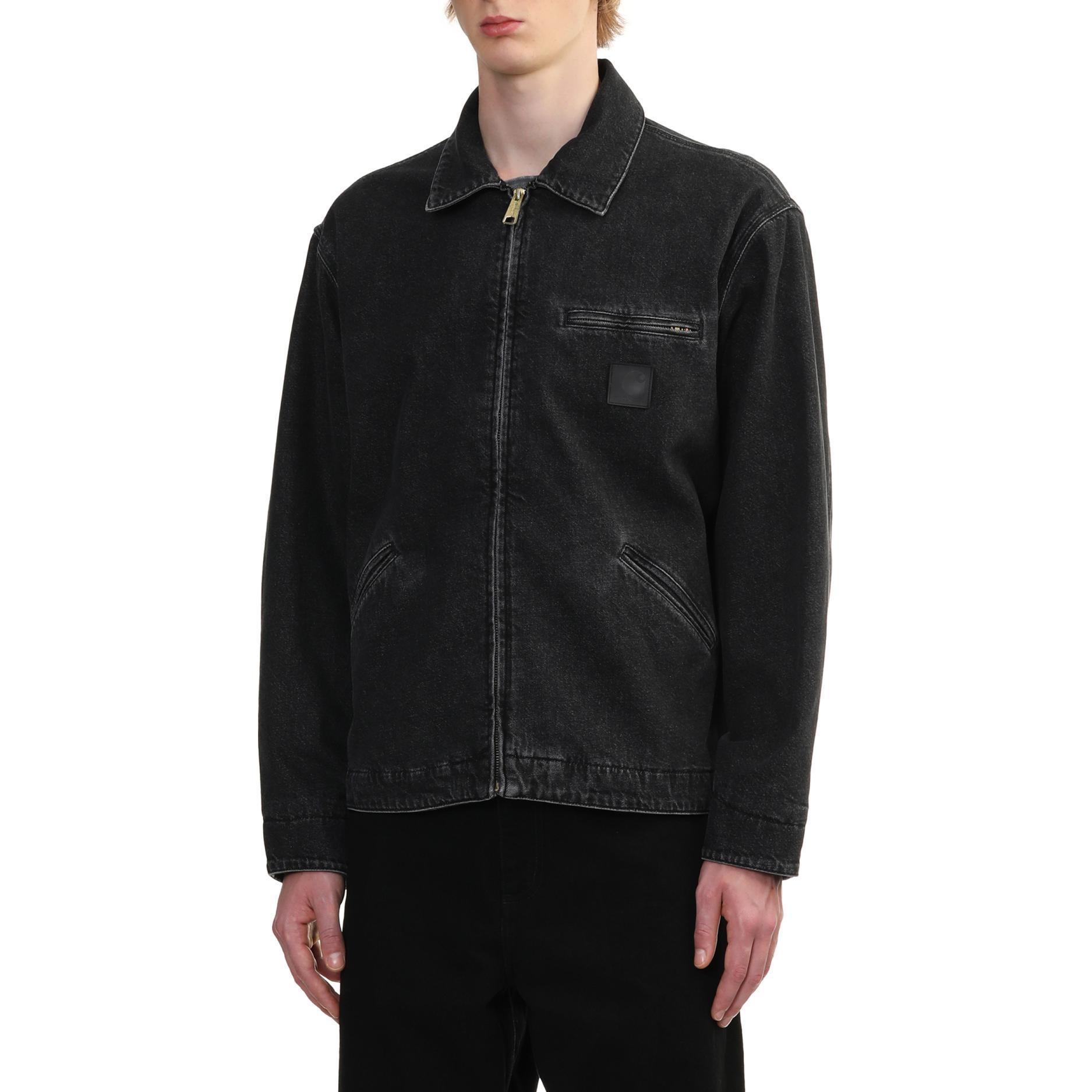 Details for 카하트 WIP 유니섹스 블랙 데님 재킷 지퍼 클로저 긴팔 CHXJKA242006NBKX